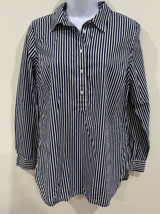 Talbots Tops - Talbots Navy and White Vertical Stripe Button-Up — Size S — Excellent Condition
